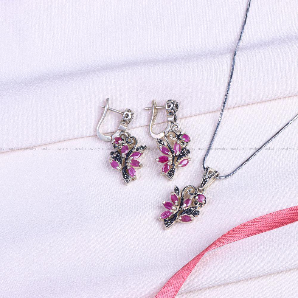 نیم ست یاقوت سرخ زنانه کد 9617