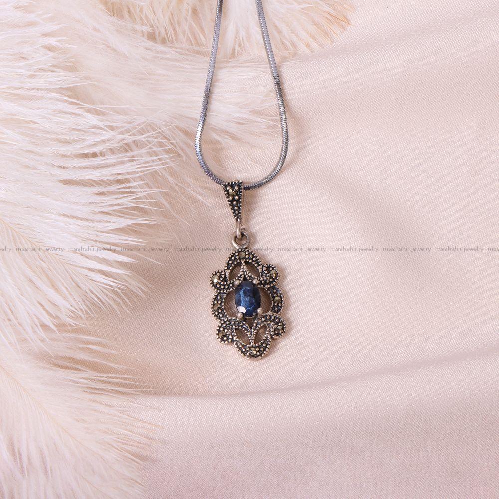 گردنبند یاقوت کبود زنانه کد 8190