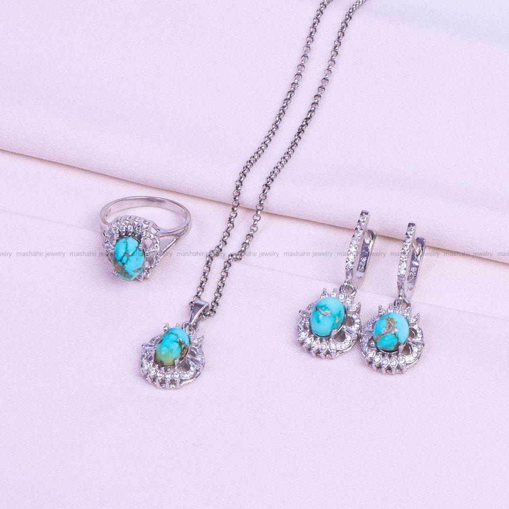 نیم ست فیروزه زنانه کد 9370