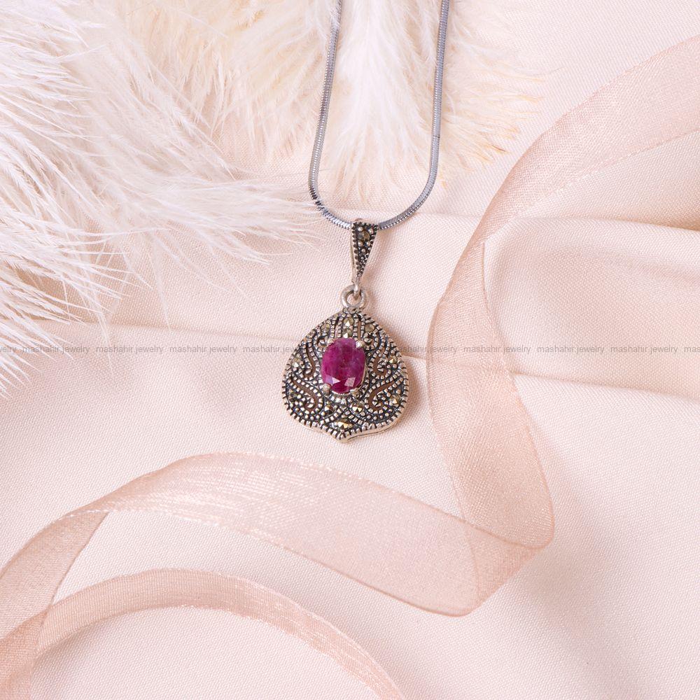 گردنبند یاقوت سرخ زنانه کد 8170