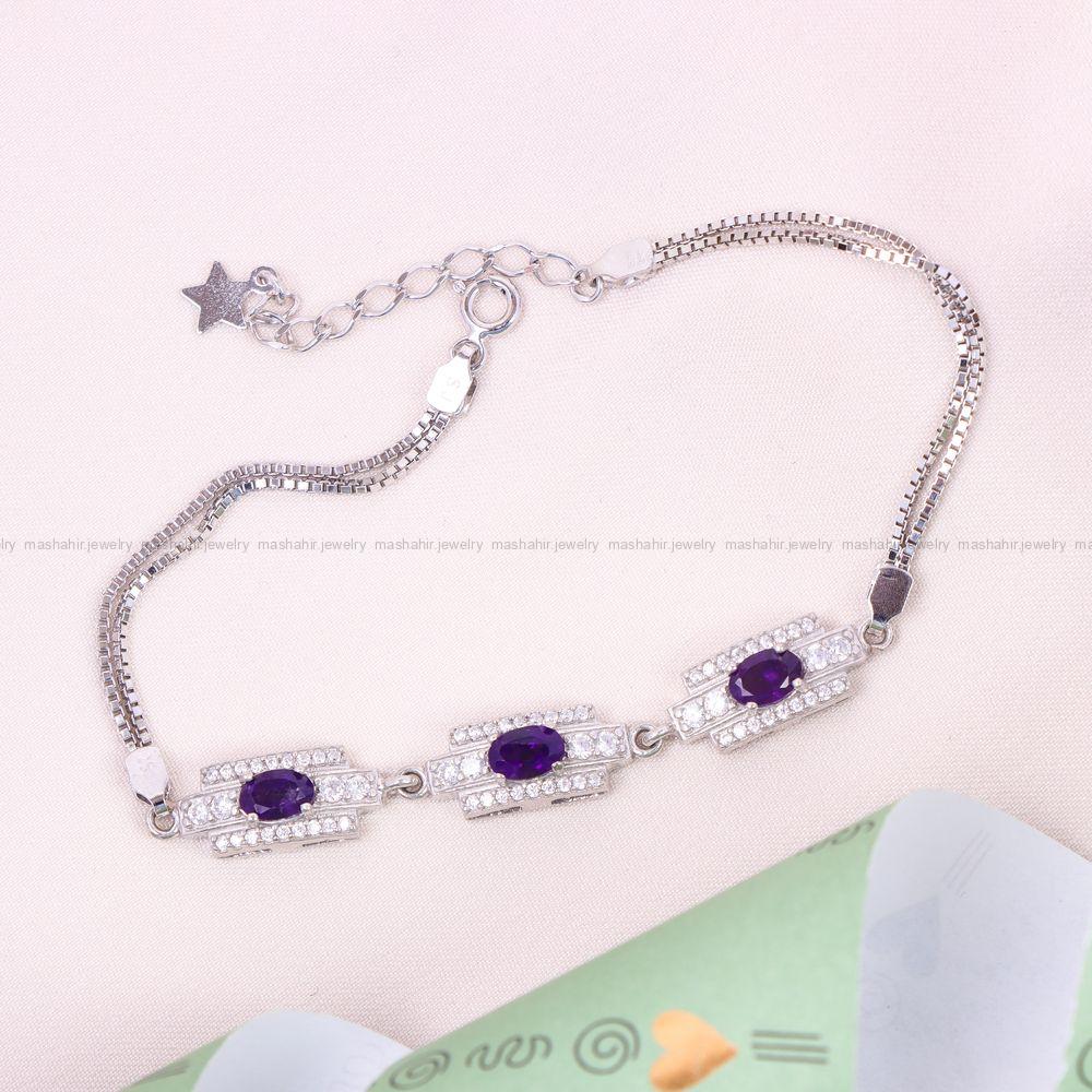 دستبند یاقوت کبود زنانه کد 11038