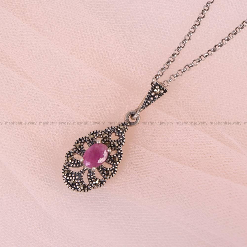 گردنبند یاقوت سرخ زنانه کد 6052