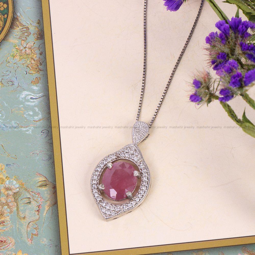 گردنبند یاقوت سرخ زنانه کد 11748