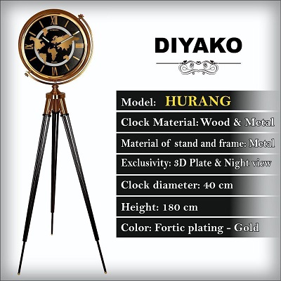 ساعت ایستاده دیاکو مدل هورنگ چراغ دار 