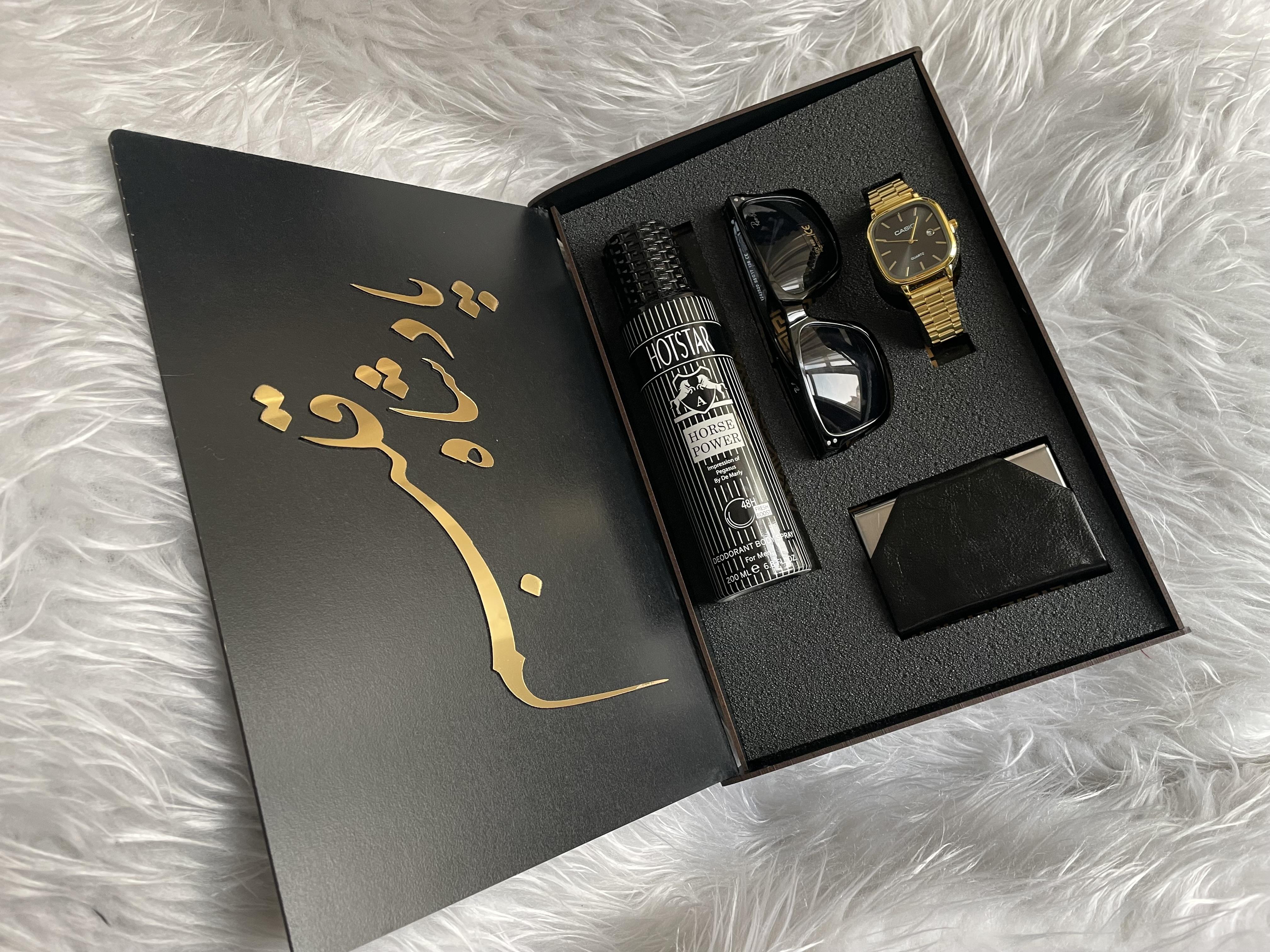 پک هدیه مردانه شیک ساعت مچی کاسیو  اسپری  جاکارتی  عینک مناسب تولد و روز مرد 10