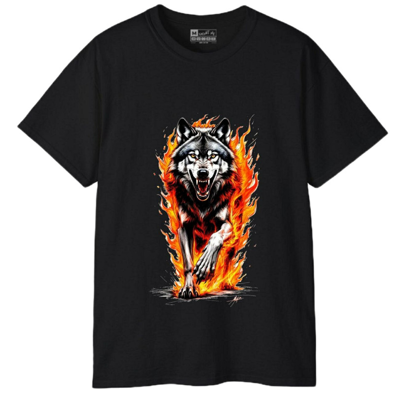 تیشرت آستین کوتاه مردانه پاد آفرین مدل حیوانات گرگ کد 2000