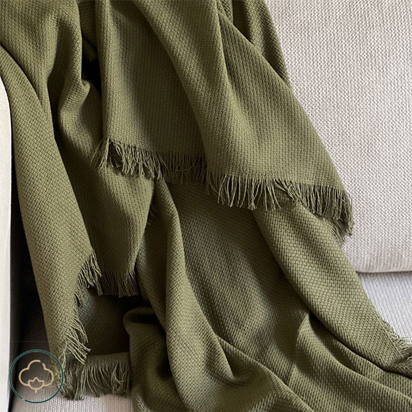 شال مبل درشت بافت مراکشی سبز