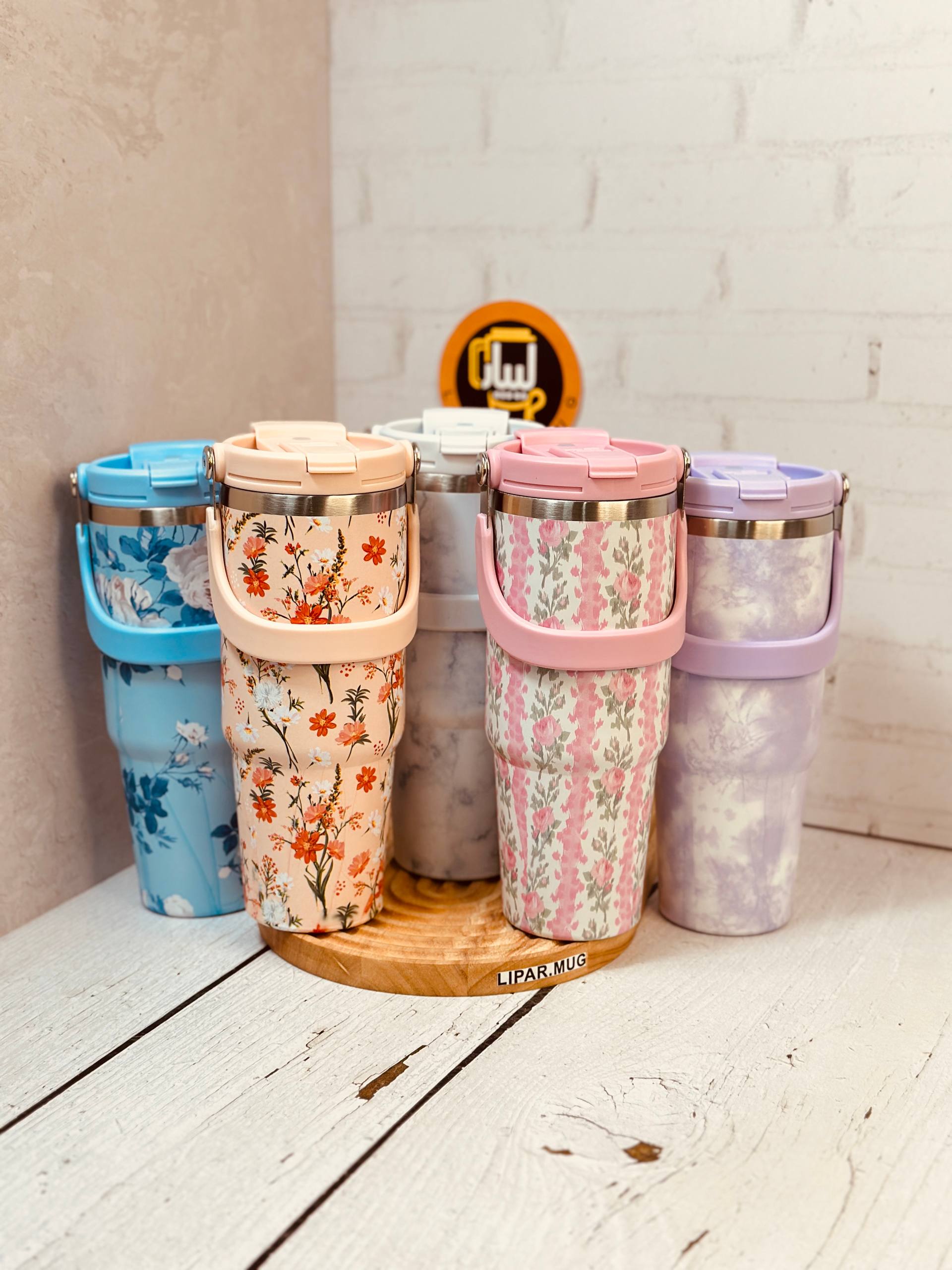 تامبلر دسته بالای طرح گل دار کد 7279