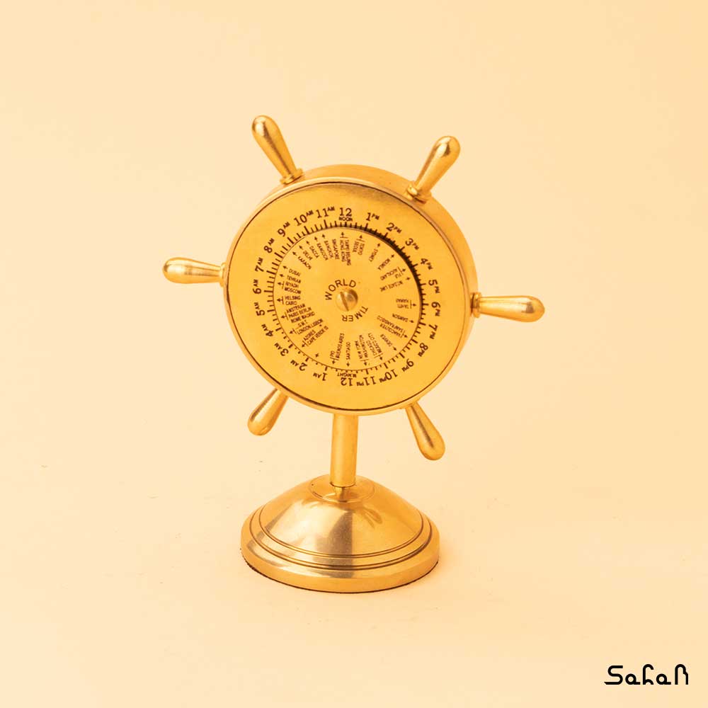 تقویم و ساعت یاب برنجی رومیزی