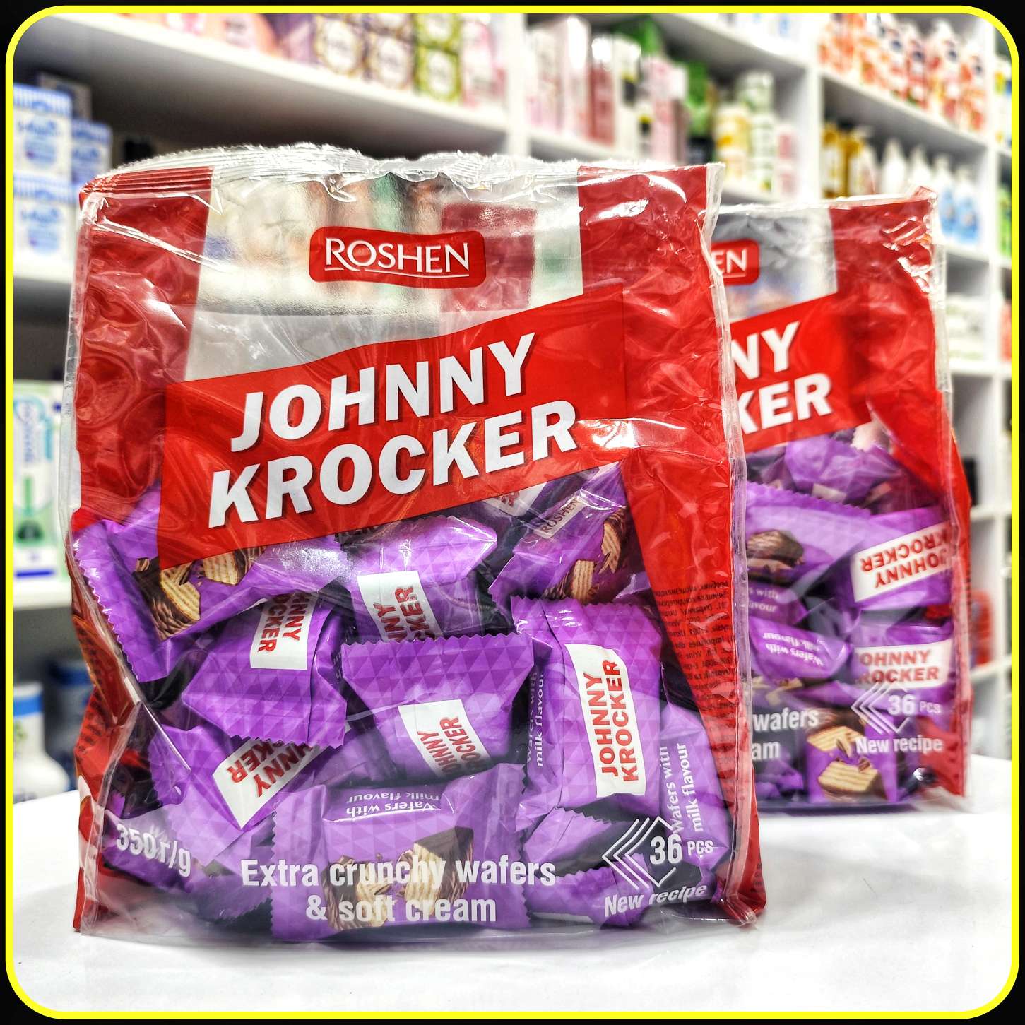ویفر جانی کروکر روشن 350 گرمی - ویفرهای ترد اضافی با کرم نرم و طعم شیری Roshen Johnny Krocker
