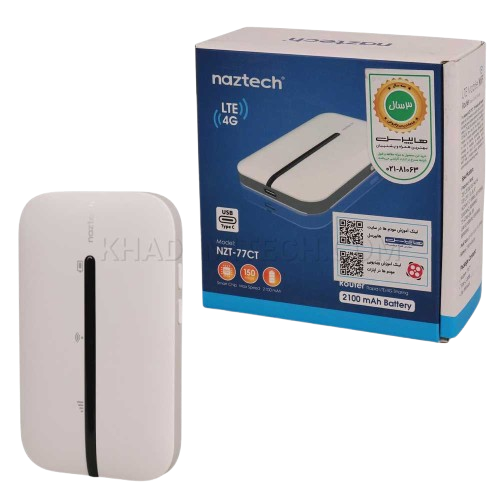 مودم جیبی 4G نزتک مدل NAZTECH NZT-77CT سفید  اینترنت پرسرعت همراه