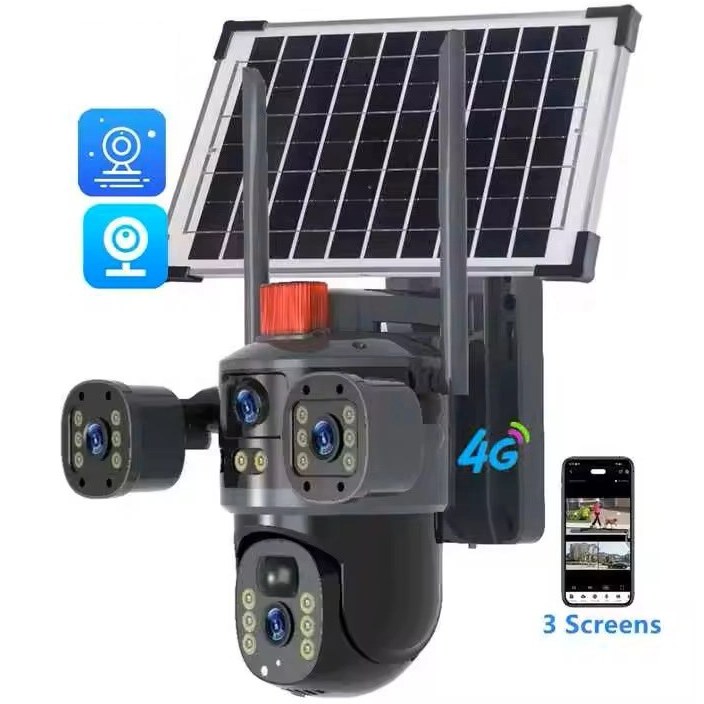 دوربین پنل خورشیدی بدون برق سه تصویر دو لنز 10 مگاپیکسل سولار