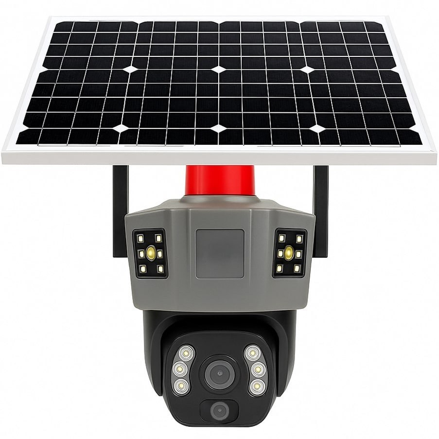 دوربین مداربسته مینی اسپیددام سولار سیم‌کارتی سه تصویر دو لنز O-KAM PRO مدل TD36-4G