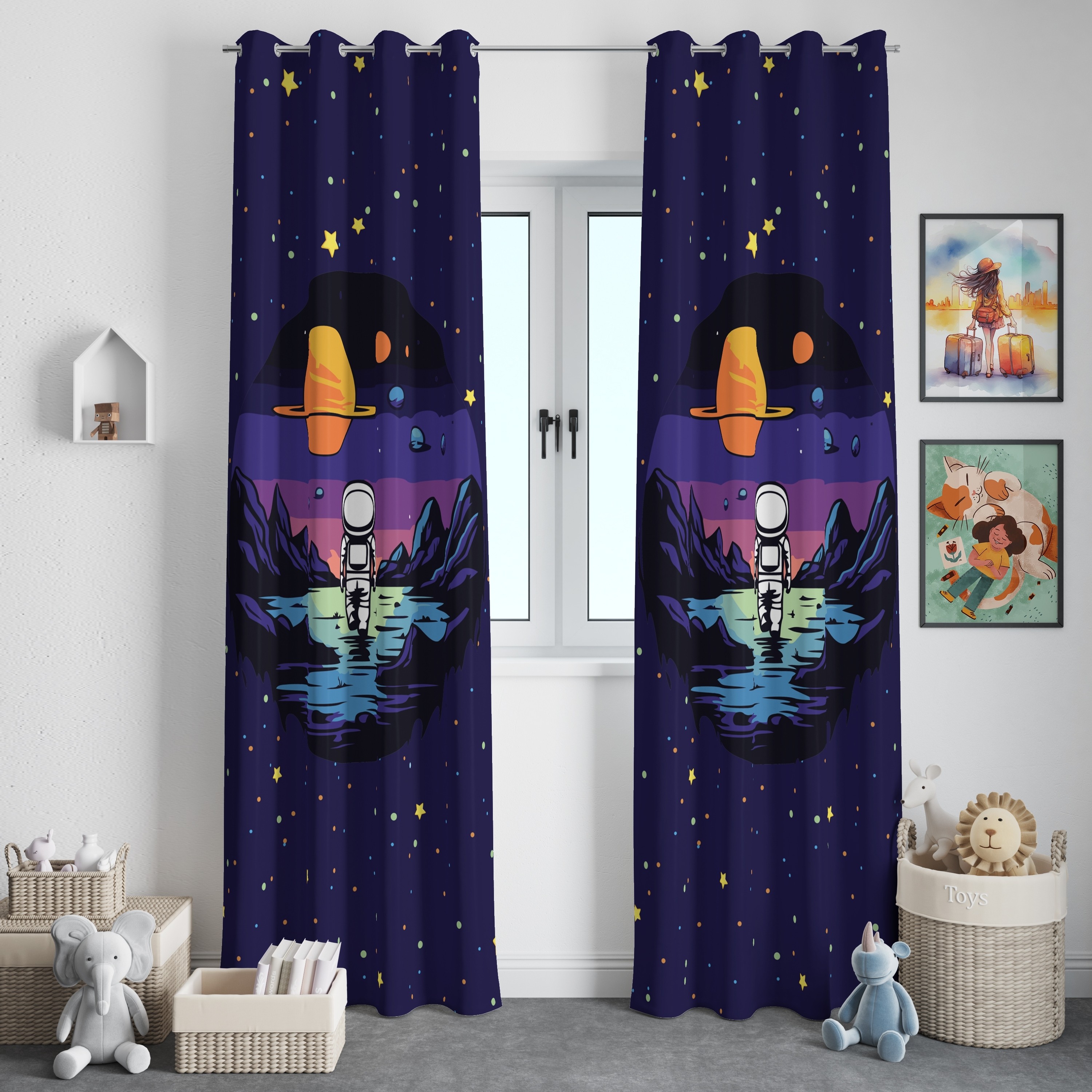 پرده اتاق خواب طرح فضانورد 2 راکاوود