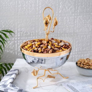 ظرف آجیل خوری طلایی طرح فلاور - زیبایی و کارایی