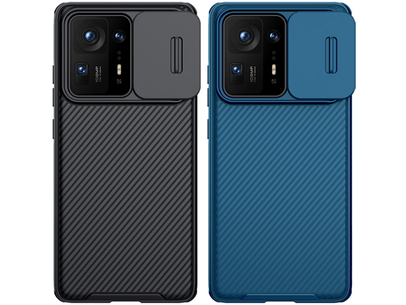 قاب محافظ گوشی شیائومی نیلکین CamShield Pro مشکی و آبی با پوشش کشویی دوربین