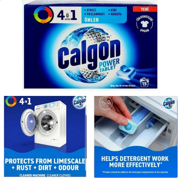 قرص جرم گیر ماشین لباسشویی مدل 4 در 1 کالگون بسته 15 عددی