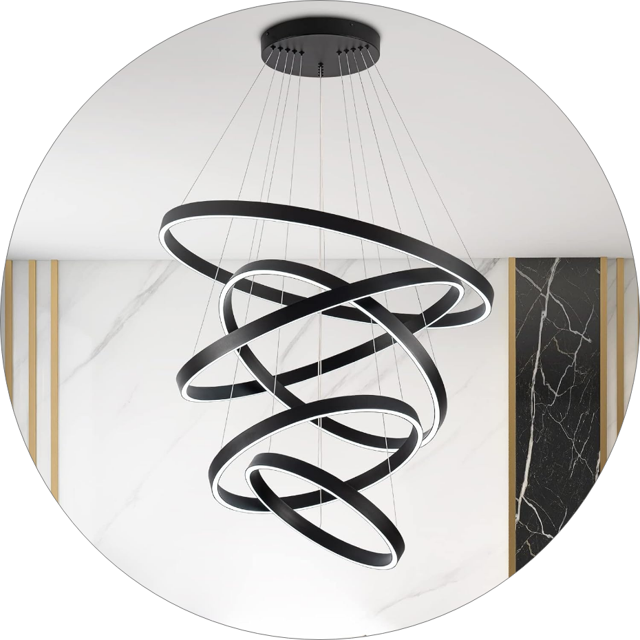 لوستر سقفی بلند طرح حلقه ای لبه بلند ده طبقه کد 00732