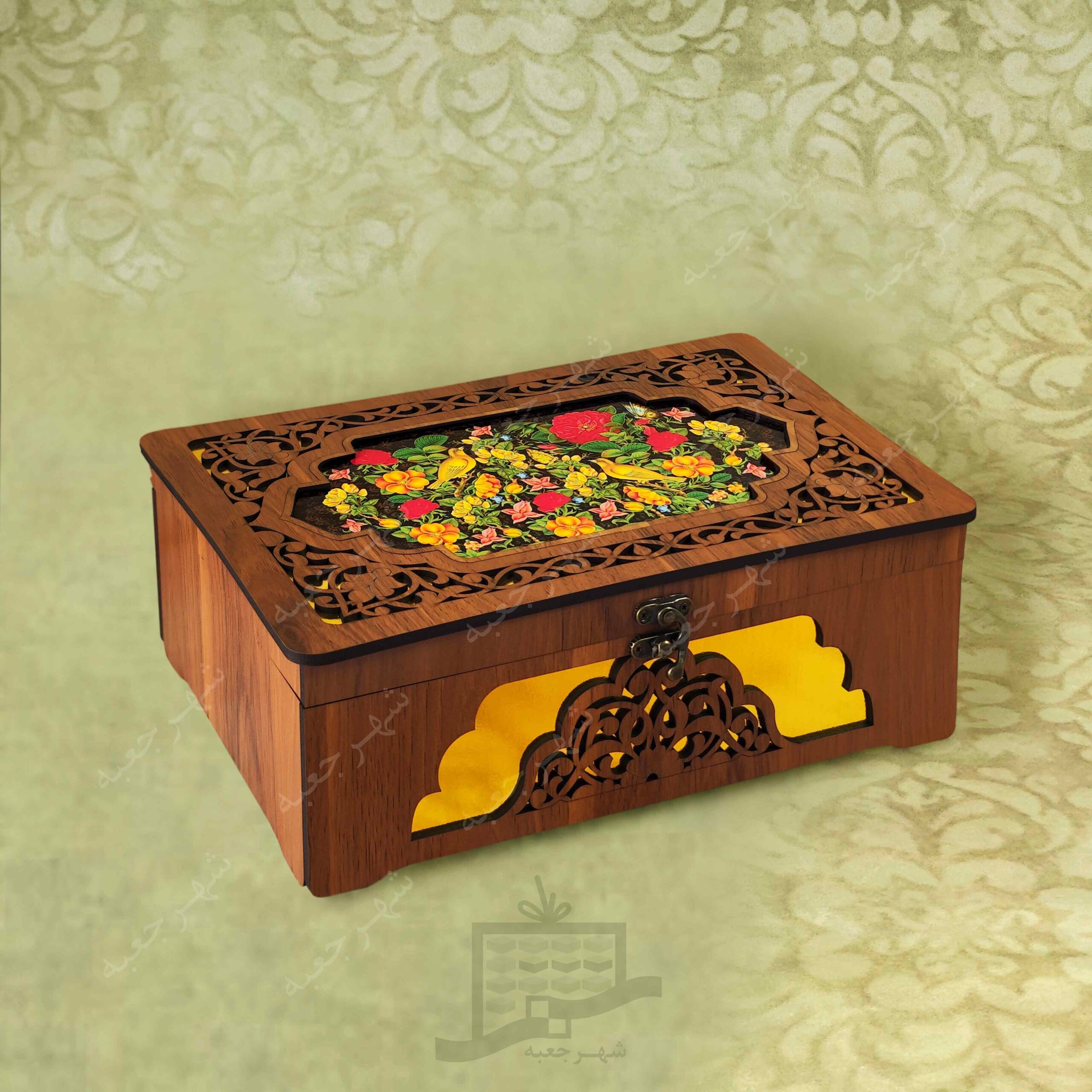 جعبه لیزری (طرح لوتوس 2)-کادو و هدیه ، دمنوش ، گز و شکلات