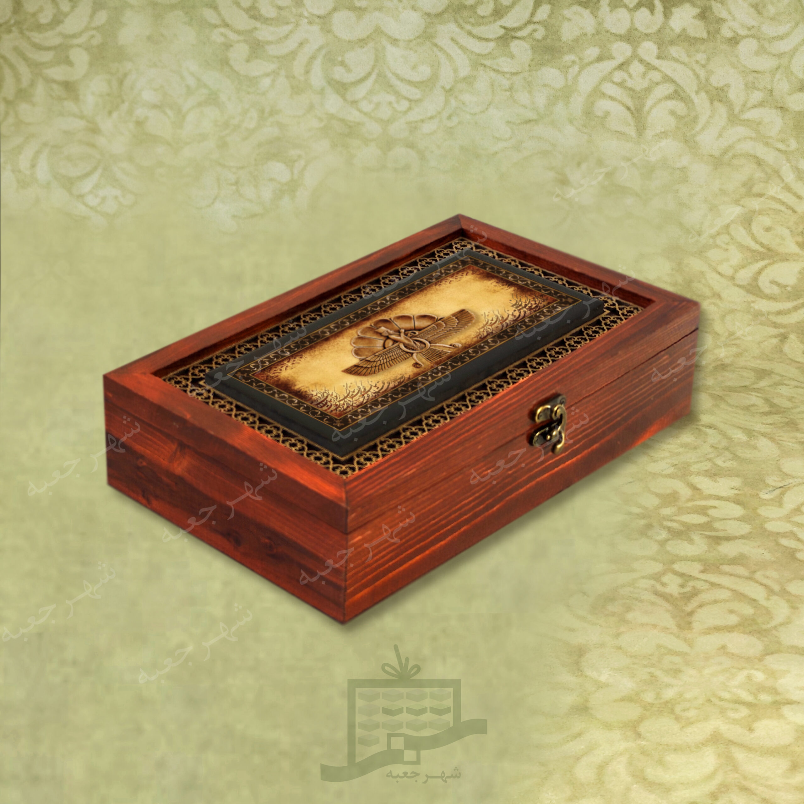 جعبه چوبی (طرح F1*1*32) -آجیل و خشکبار،دمنوش،گز و شکلات،میوه خشک،هدیه و کادو