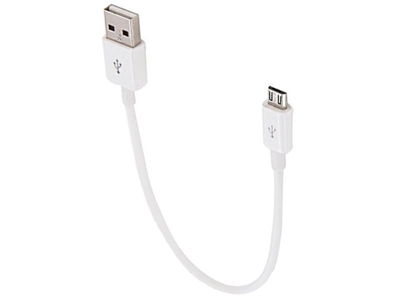 کابل میکرو USB سامسونگ اصلی کوتاه ۲۰ سانتی‌متر سفید، مناسب برای پاوربانک و گوشی‌های اندرویدی.