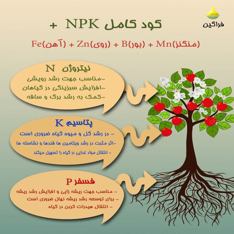 کود کامل برگدهی و گلدهی فراگین مدل 20-3-20  20so4 وزن 1000 گرم