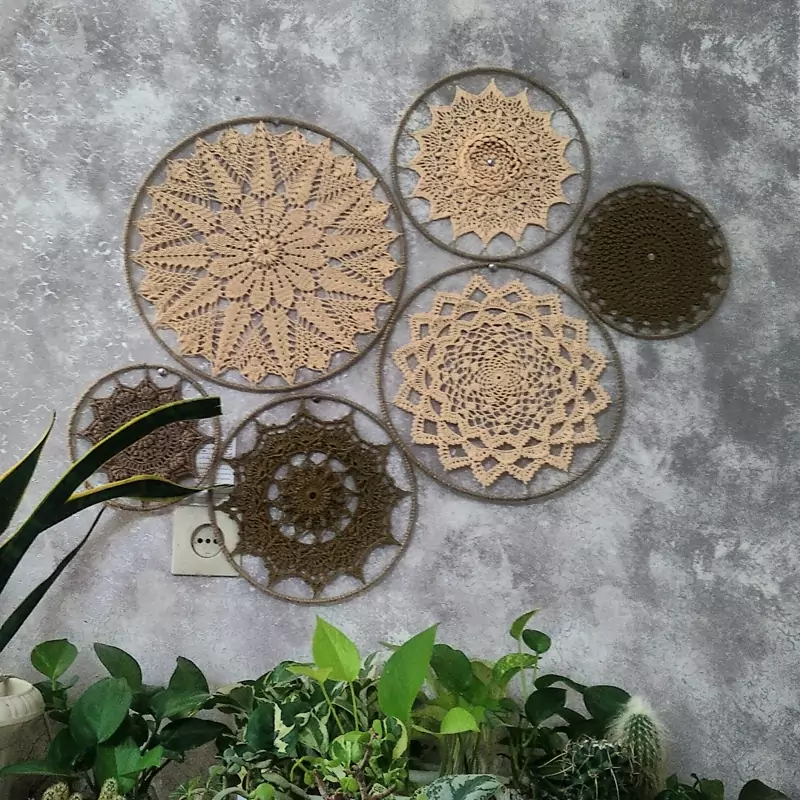 دیوارکوب دست بافت قلاب بافی مجموعه 5 عددی پرداخت 2 مرحله