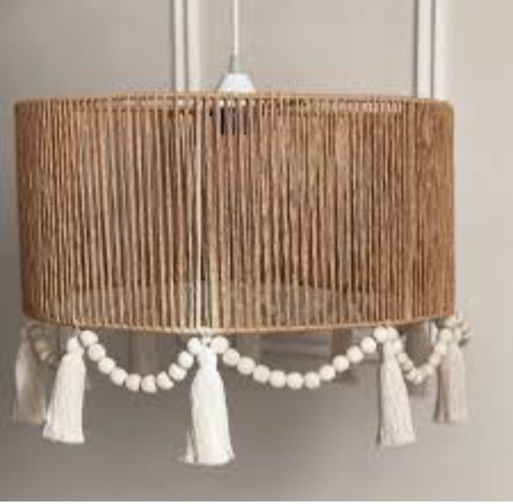 لوستر رافیا بوهو به همراه مهره های چوبی پرداخت 2 مرحله