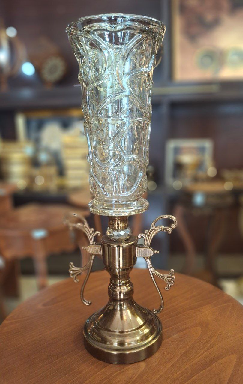 گلدان رومیزی پایه دار فلزی رنگ آنتیک