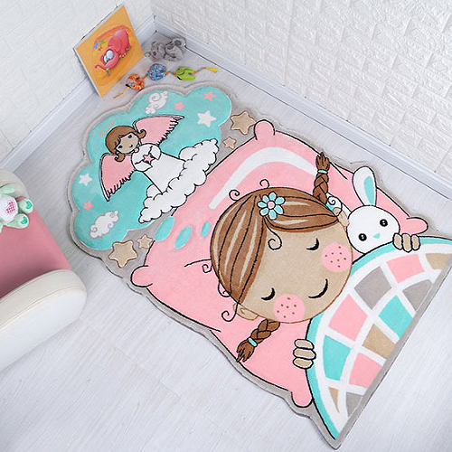 فرش زرباف سه بعدی پرزبلند طرح آرزو زمینه صورتی (شگی)