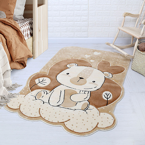 فرش زرباف سه بعدی پرزبلند طرح تامی زمینه شکلاتی (شگی)