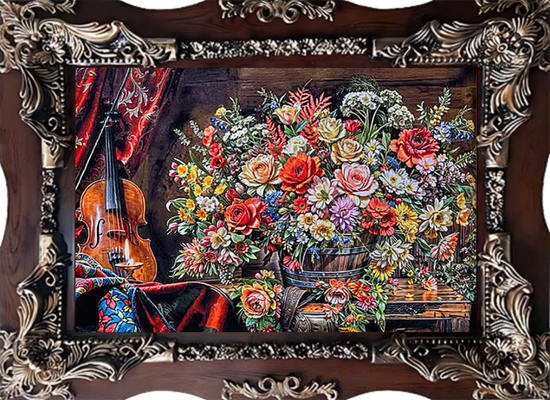 تابلوفرش ماشینی طرح سبد گل کد 30091 (3 سایز)