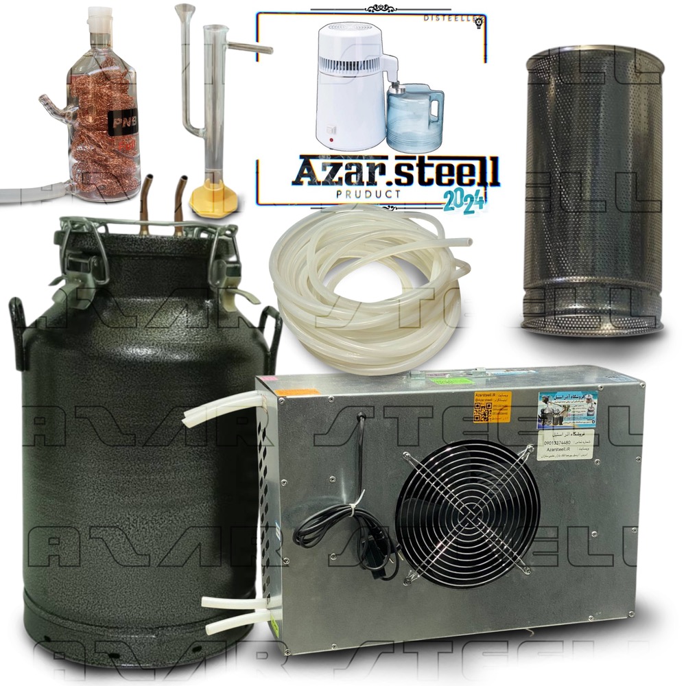 دستگاه عرقگیر گلابگیر تقطیر گرانیتی ترک با کندانسور لوله پیرکس و ریجنت باتل و تفاله گیر