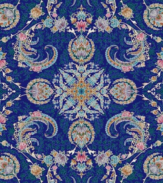 فرش ستاره کویر یزد 1000 شانه کلکسیون نقش جهان کد E40 زمینه 2093 (برجسته)