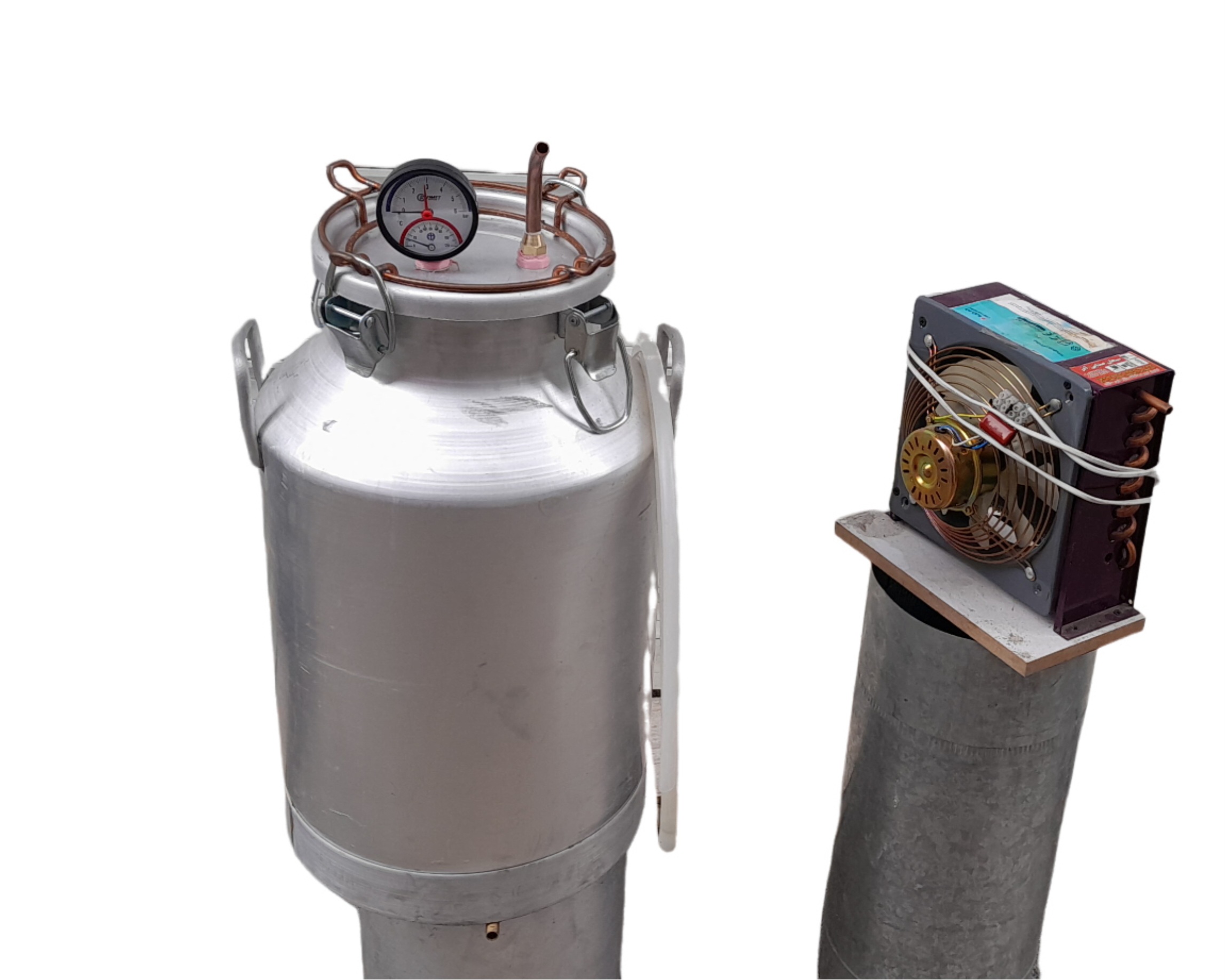 پک کامل برقی دستگاه عرقگیری گلابگیری تقطیر مس 50 لیتری فشارسنج و حرارت سنج