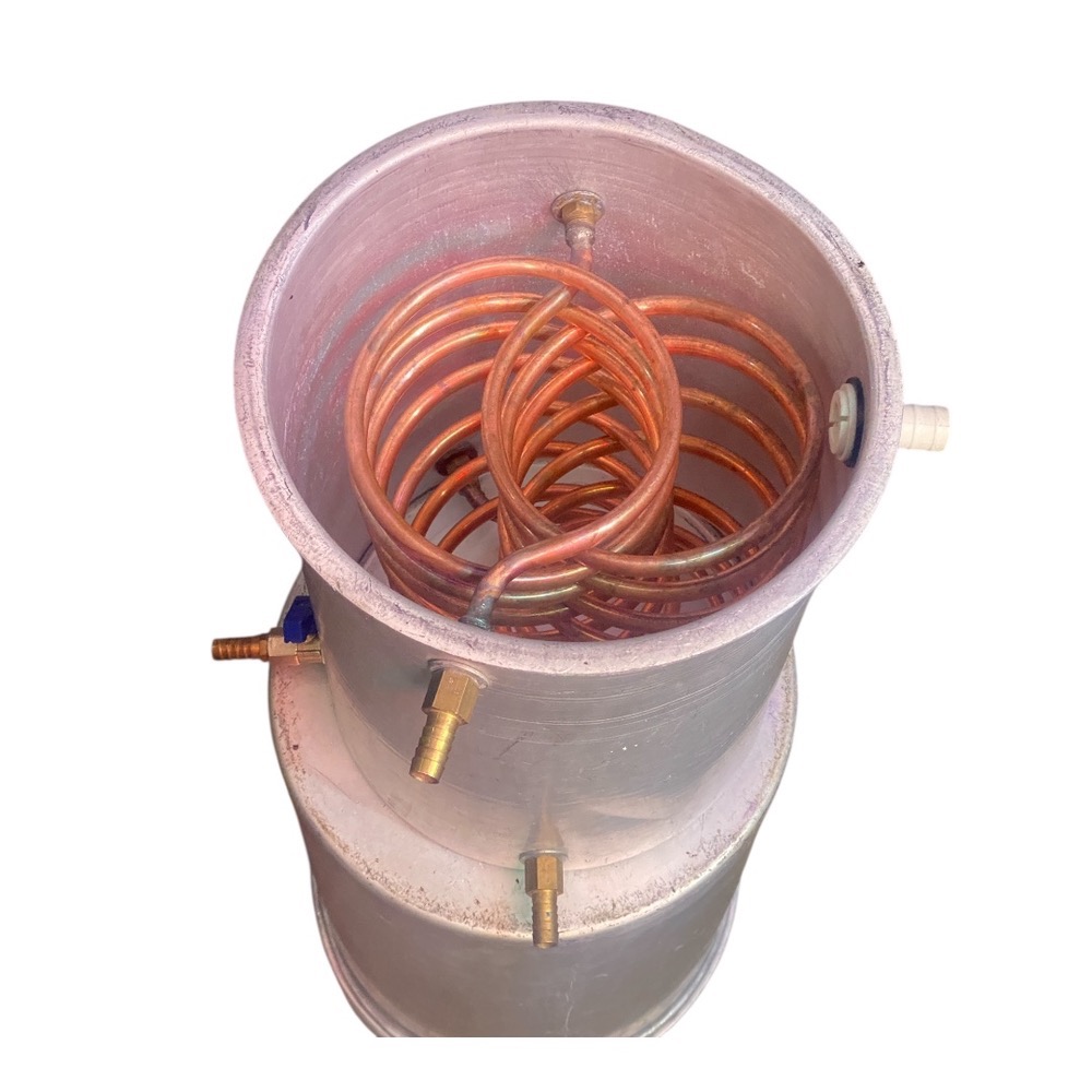 سرد کن آبی عرقگیری و گلابگیری دستگاه تقطیر کندانسور آبی مسی 2 خروجی