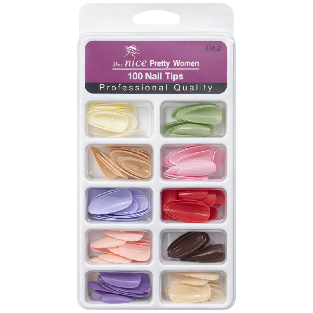 بسته 100 عددی ناخن مصنوعی رنگی
