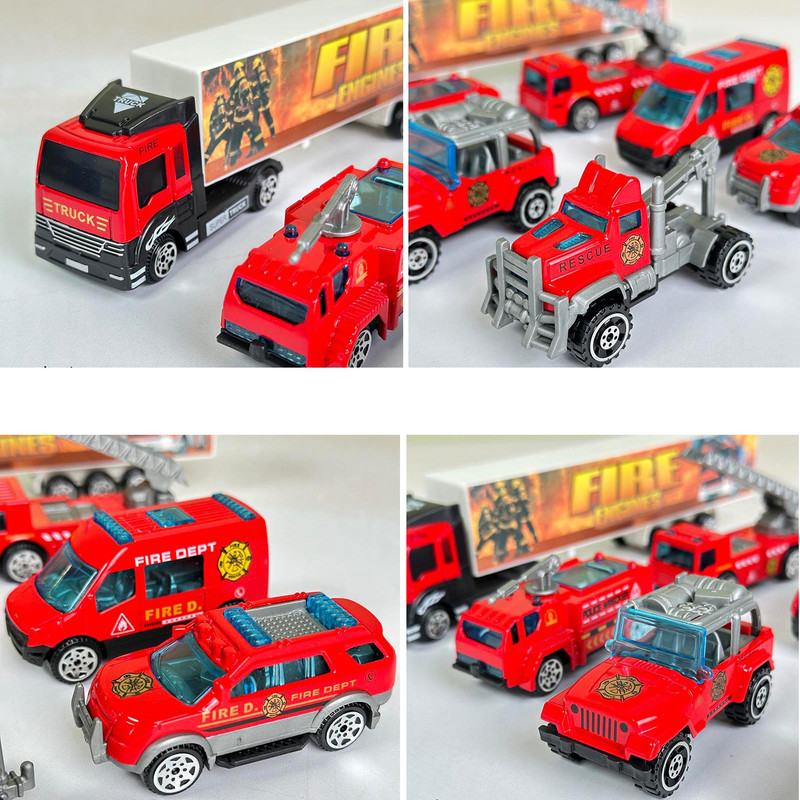 ماشین بازی مدل فلزی آتش نشانی کد 1033 مجموعه 7 عددی