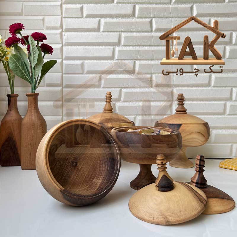 شکلات خوری پایه‌دار چوب گردو قطر 15