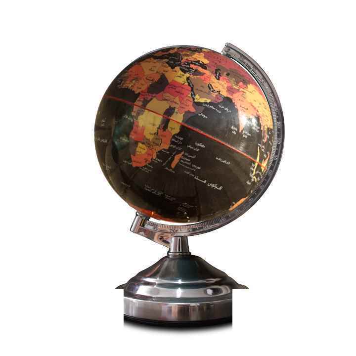 کره جغرافیایی سایز20 پایه کلاسیک چراغ دار مشکی فارسی ایده