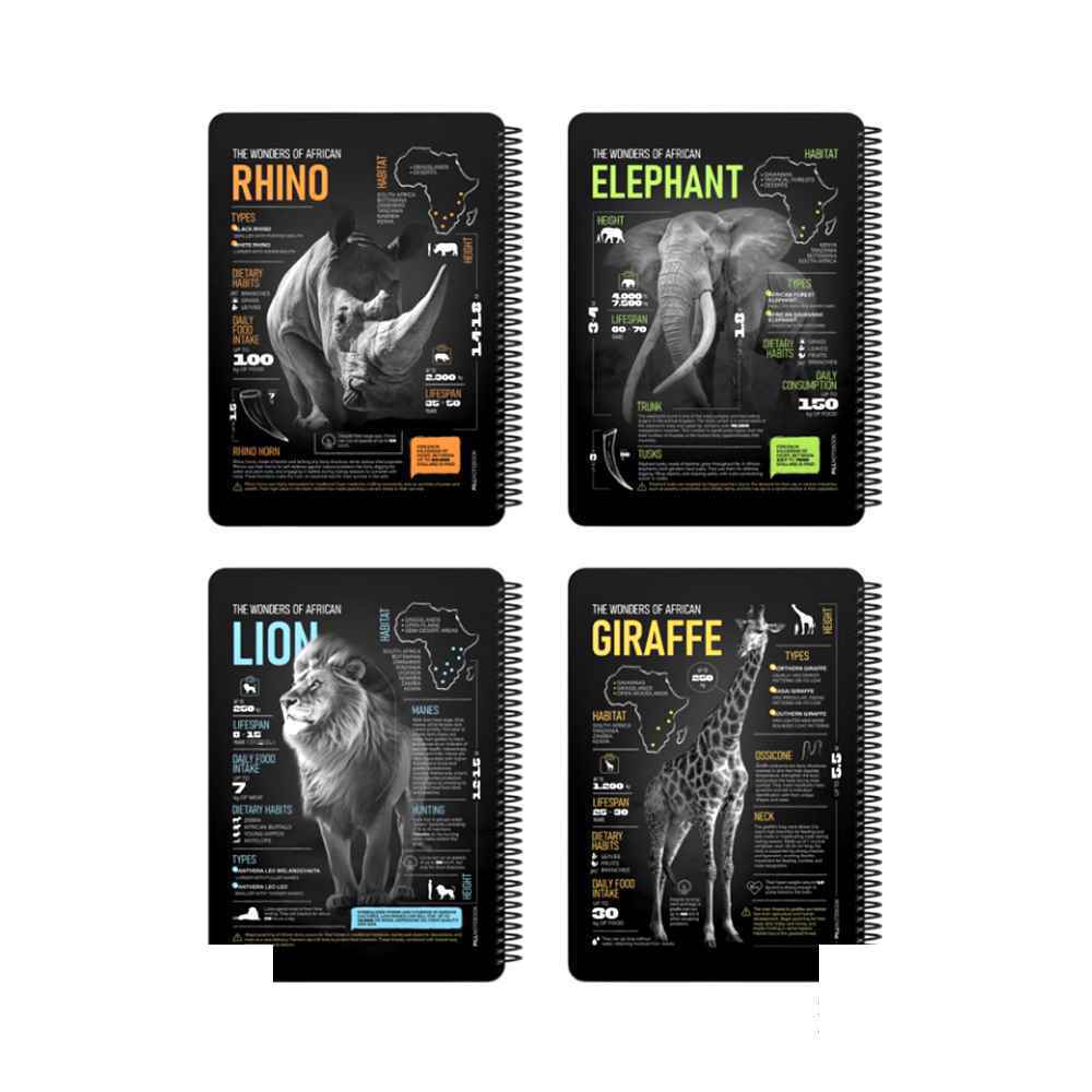 دفتر200برگ وزیری سیمی جلد سخت پیل سری آفریقا