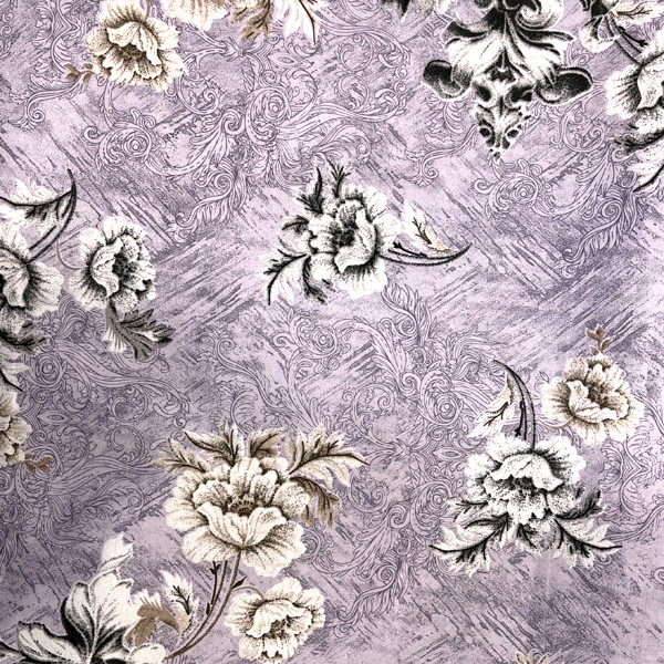 پارچه ملحفه عرض 2 متر مدل گلدار رنگ یاسی