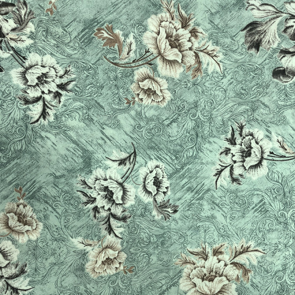 پارچه ملحفه عرض 2 متر مدل گلدار رنگ سبز روشن