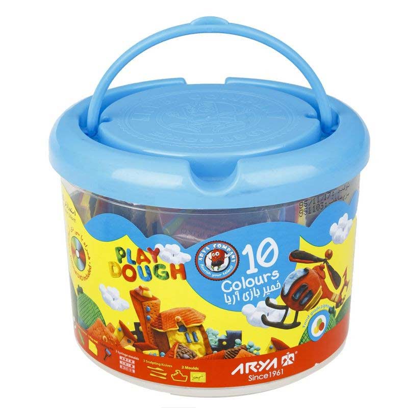 خمیربازی سطلی 10 رنگ آریا مدل A-1068