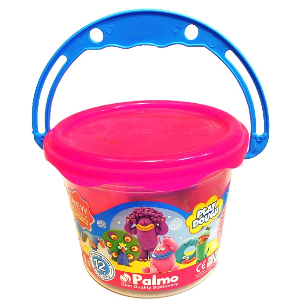 خمیر بازی 12 رنگ سطلی پالمو 1216