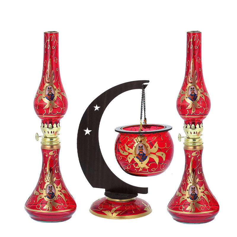 چراغ گرد سوز مدل آویز شاه عباسی بسته 2 عددی به همراه جاشمعی