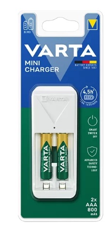 شارژر وارتا مدل Mini Charger به همراه2عدد باتری2100MAH قلمیVARTA