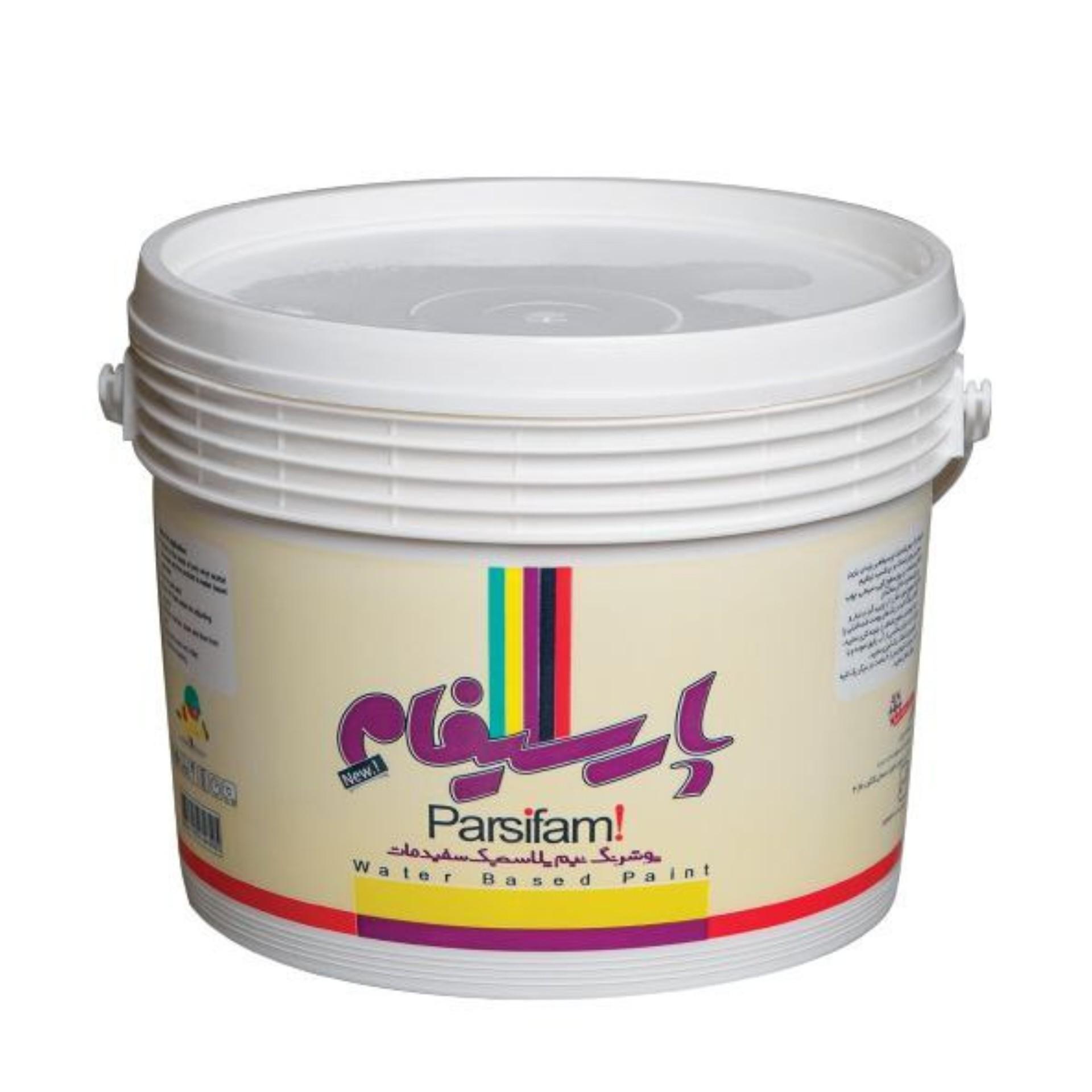 رنگ نیم پلاستیک سفید مات پارسیفام درجه یک دبه 12.5 کیلویی (پس کرایه)