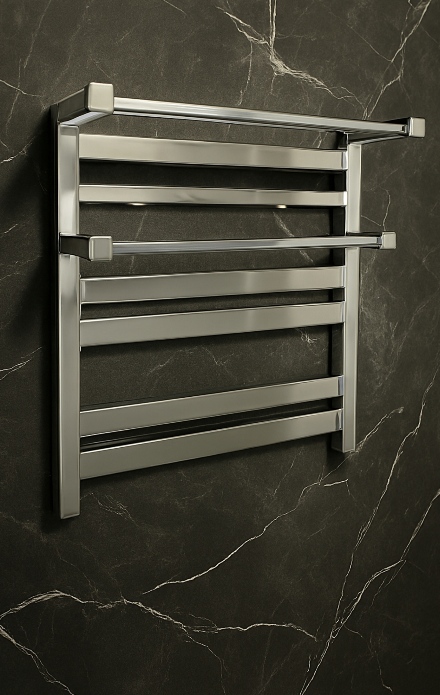 رادیاتور حوله خشک کن استیل فلت طاقچه دار(کروم)