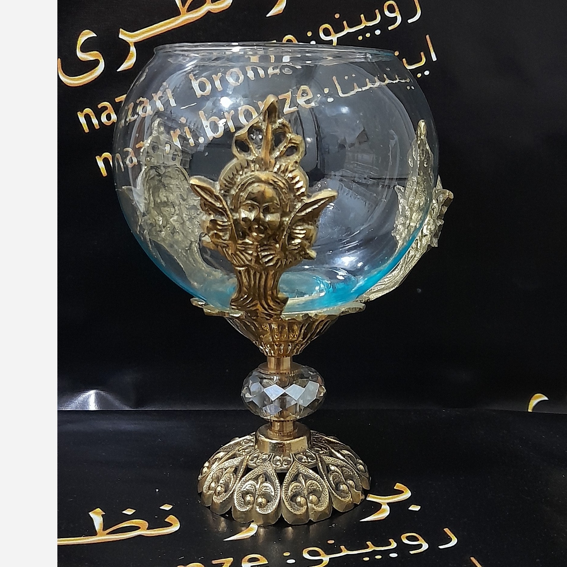 تنگ ماهی برنجی ارتفاع 20 سانت تنه گویی